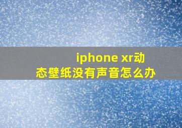 iphone xr动态壁纸没有声音怎么办